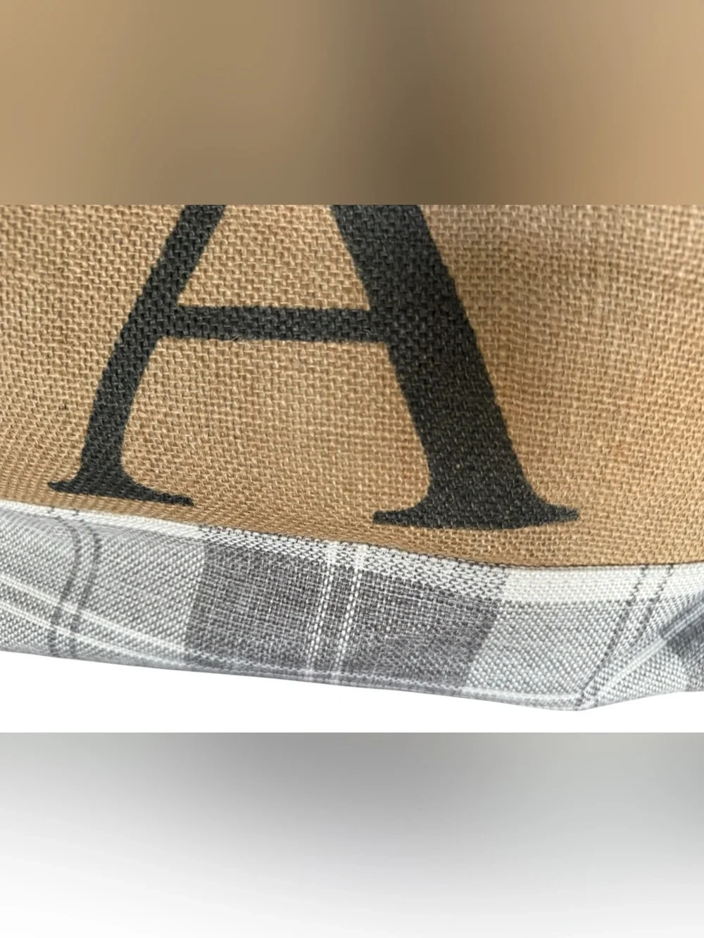 Monogram A Burlap Storage Basket